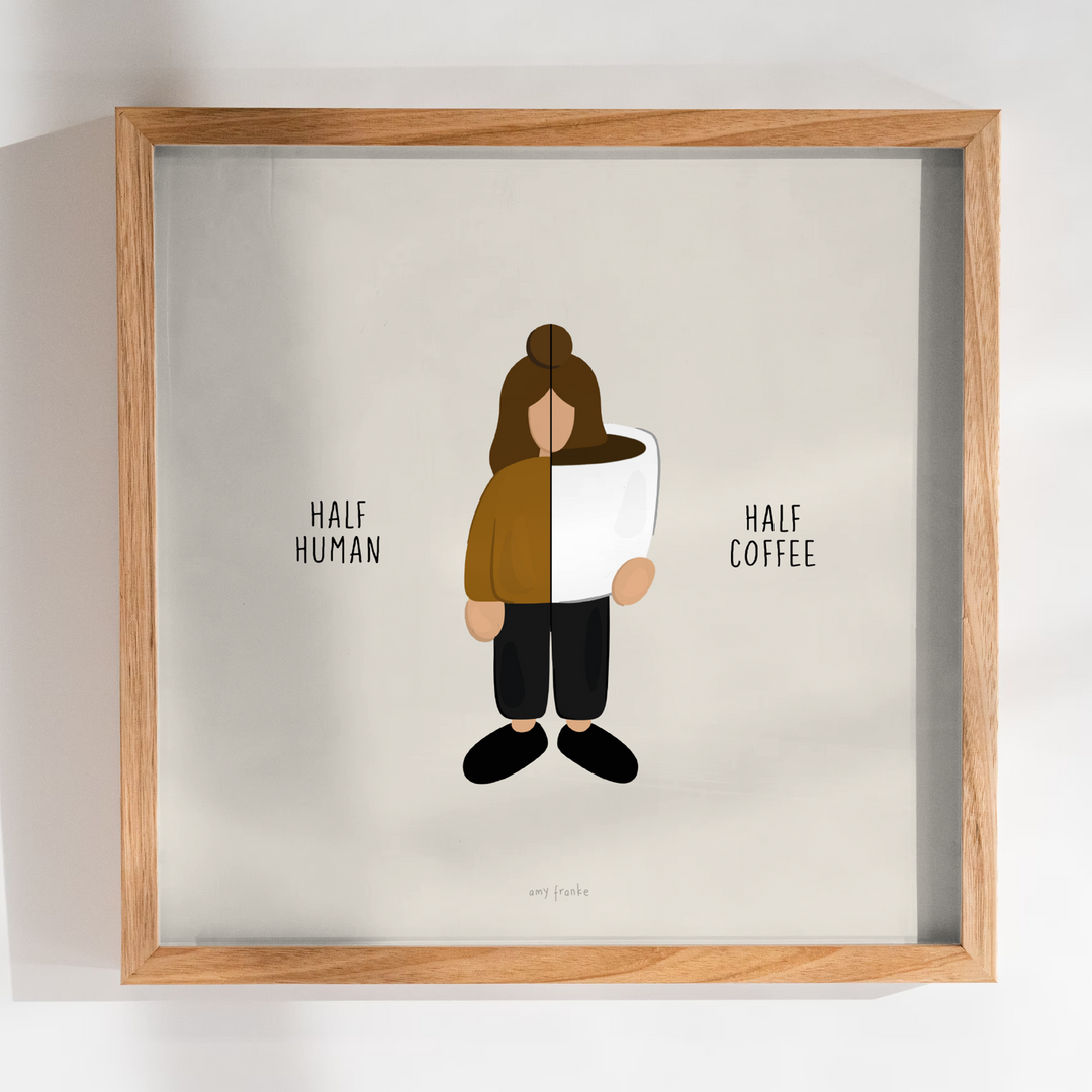 half human half coffee print